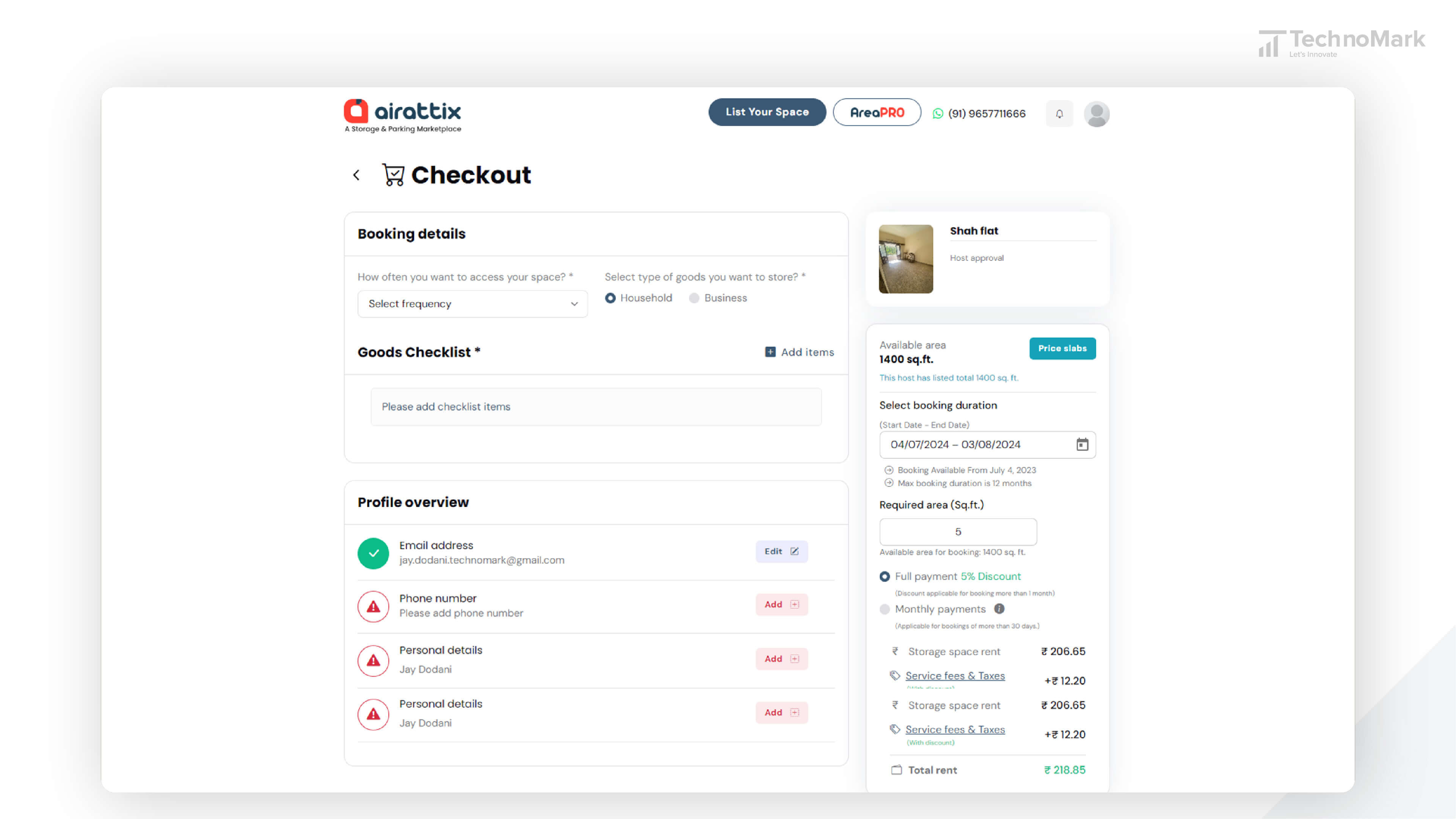 Airattix - Checkout Page